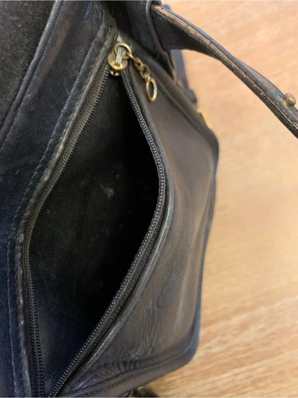Vintage Coach Black Leather Mini Backpack with Brass-Tone Buckle 4152